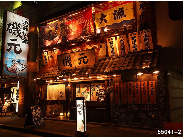 壽司料理店牆紙復古居酒屋餐廳壁畫3d手繪和風拉麵館壁紙整張無紡布