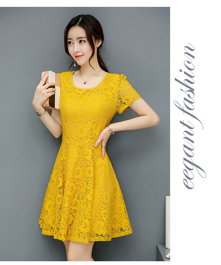夏季女装新款韩版甜美气质淑女显瘦蕾丝连衣裙女6066【价格 图片 品牌