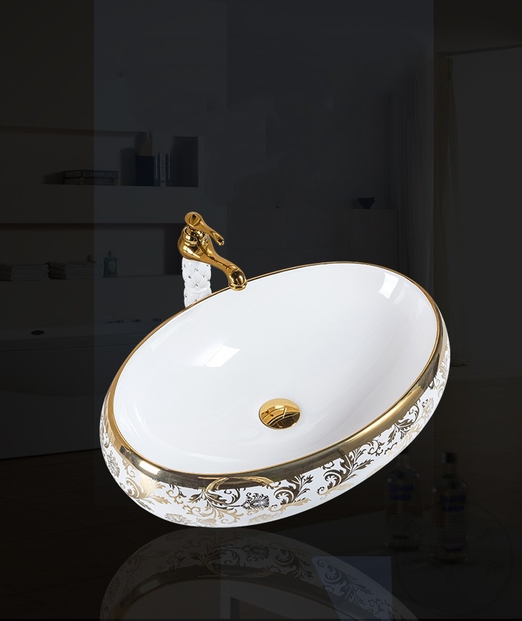 陶瓷洗脸台上盆椭圆形洗手面盆阳台卫生间长方形家用欧式艺术台盆都市