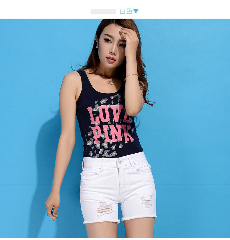 雅泊妮2016新款韩版白色牛仔短裤女夏直筒休闲宽松显瘦春阔腿毛边破洞