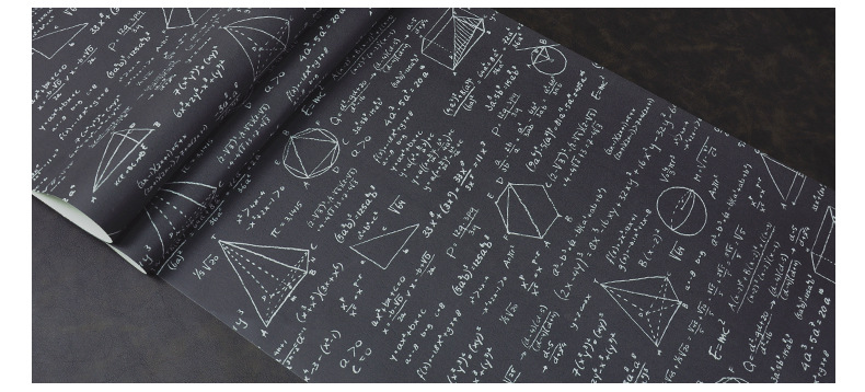 黑板几何数学公式方程式墙纸儿童房咖啡厅餐厅壁纸都市诱惑
