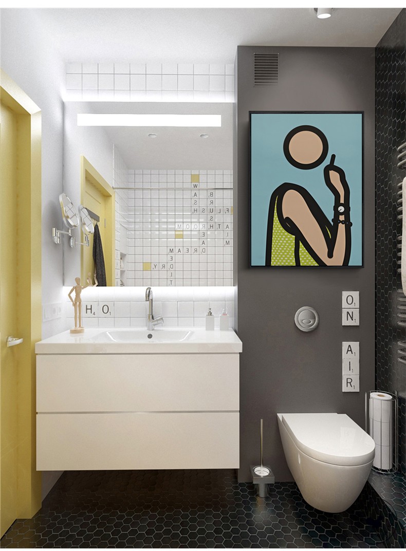 卫生间挂画装饰画洗手间浴室厕所墙画简约创意个性墙面壁画都市诱惑