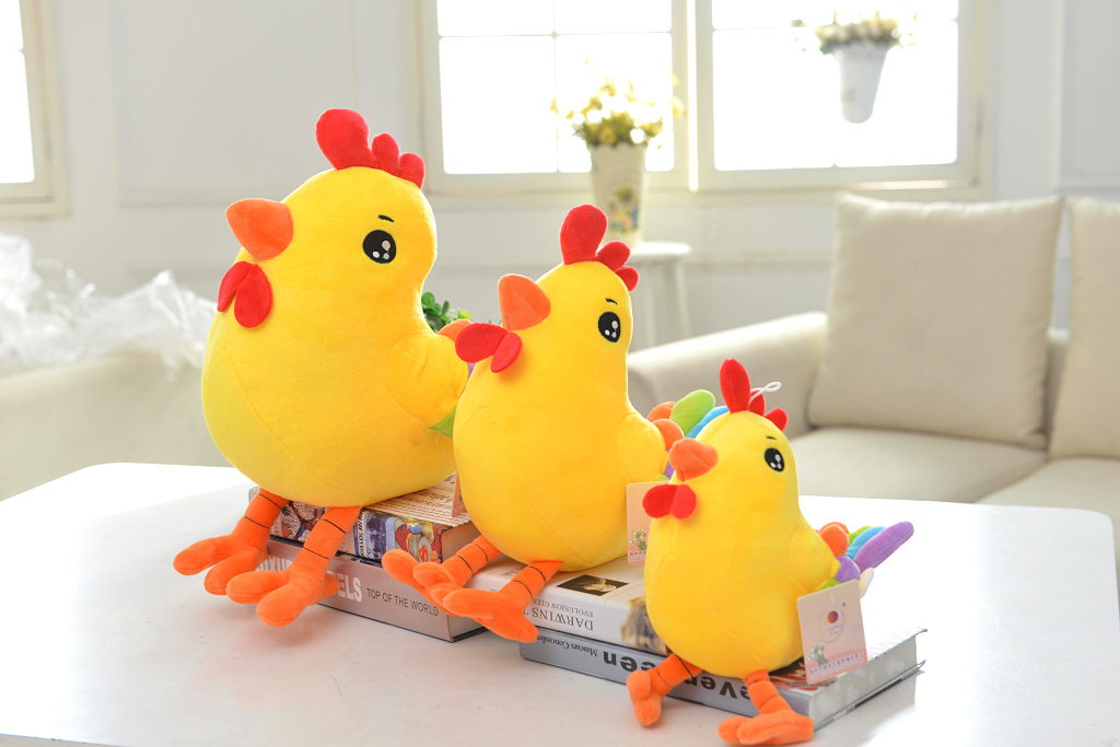 中天乐七彩鸡毛绒玩具大小公鸡布娃娃女生日礼物小女孩玩偶礼品批发