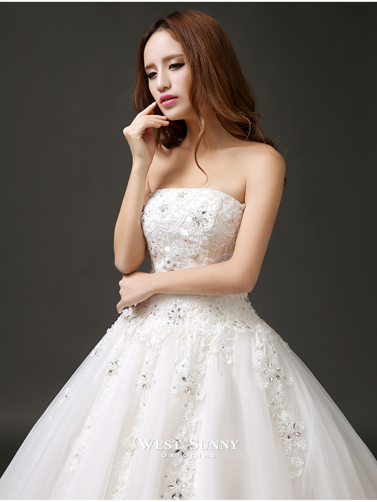 婉纱仙妮婚纱礼服2016新款韩版抹胸蓬蓬裙蕾丝新娘婚纱齐地出门纱