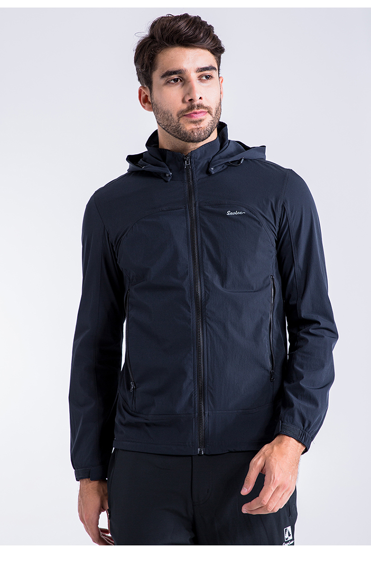 圣弗莱男式软壳梭织外套秋季户外防风连帽外套9132695007