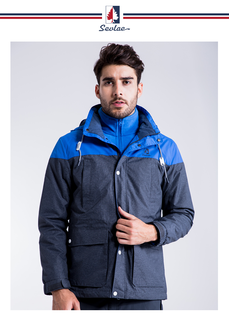 sevlae/圣弗莱男式休闲时尚两件套风雨夹克秋冬新款三合一保暖冲锋衣