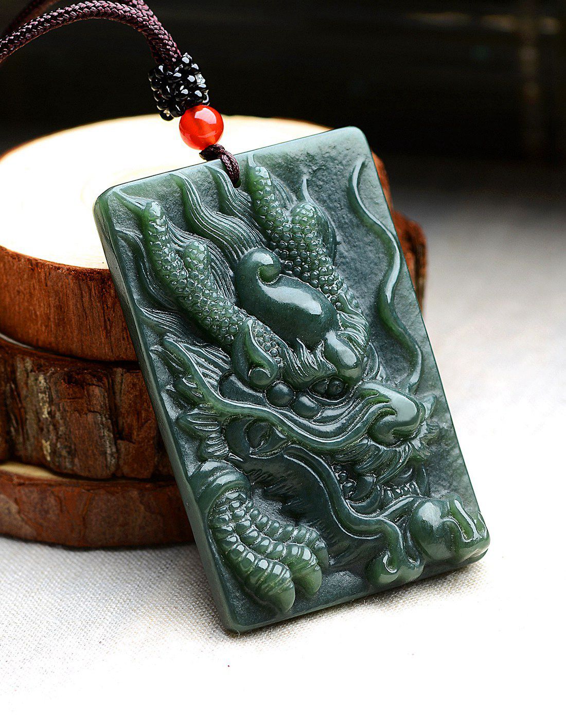 老冯记(lao feng ji)翡翠吊坠/项链235556 天然和田玉青玉龙牌挂件