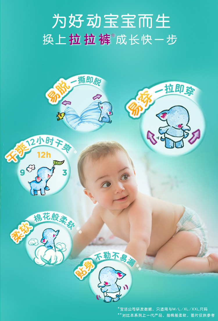 帮宝适 （Pampers）帮宝适超薄干爽拉拉裤大包装中码M54片（6-11kg）纸尿裤正品 （国产）