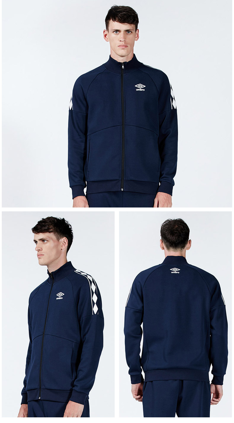 umbro茵宝男运动外套秋立领卫衣开衫学生时尚休闲运动服 m 白色