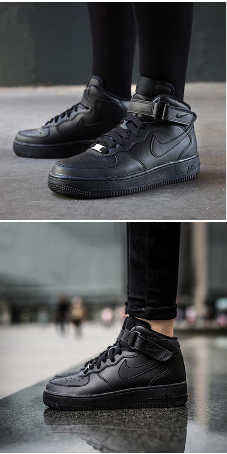 耐克nikeairforce1空军一号经典全黑高帮复古男鞋男子中帮系带运动