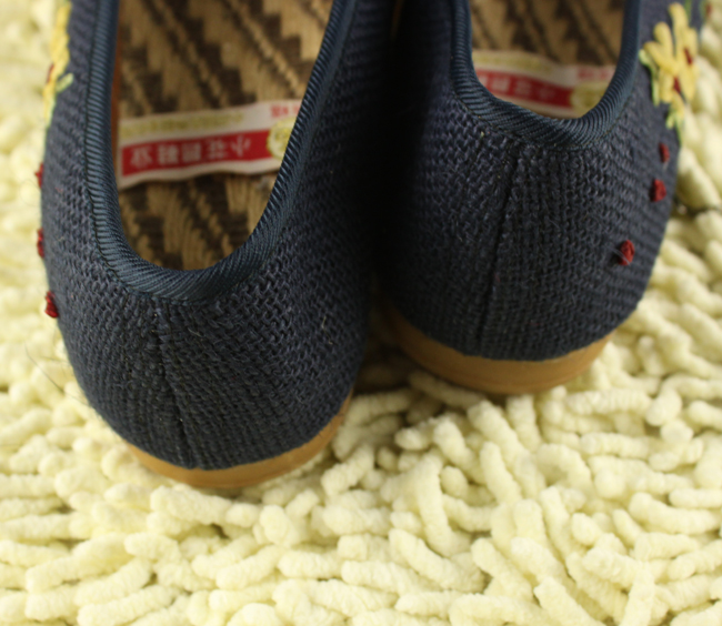 fishbasket小花园绣花鞋布鞋亚麻串花牛筋底女鞋旗袍鞋米圆头休闲鞋