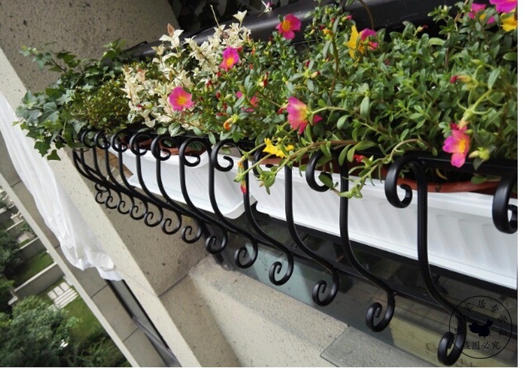 欧式铁艺花架阳台栏杆花盆架走廊扶手窗台壁挂花架子都市诱惑