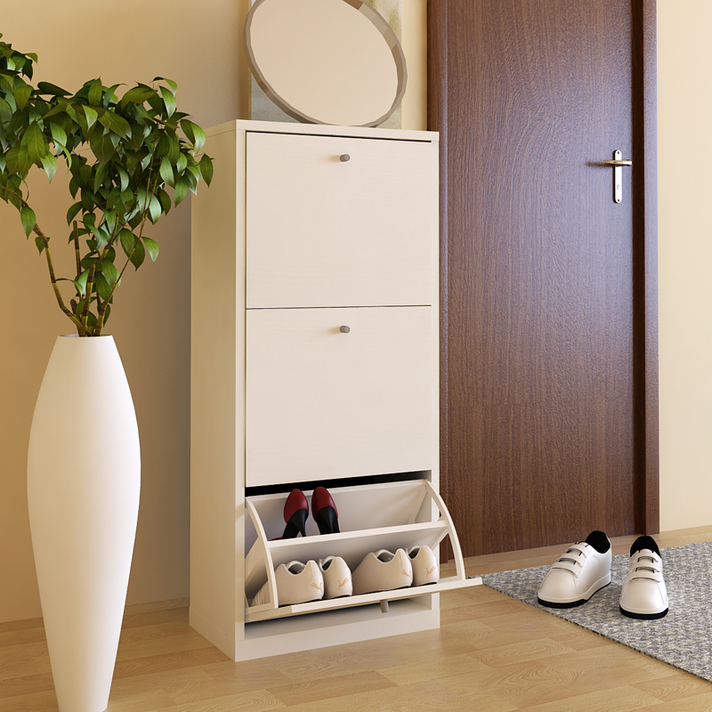 慧乐家鞋柜昊朗三门鞋柜玄关隔断门厅柜鞋架白色11042