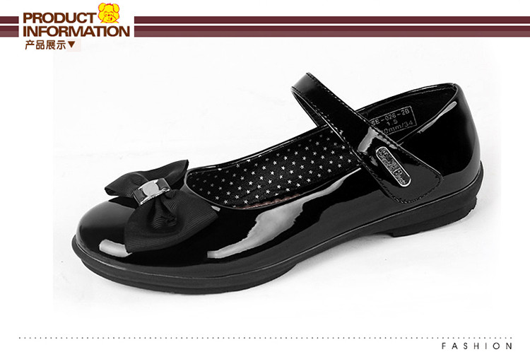 四季熊女童皮鞋圆头公主鞋2016儿童韩版黑色童鞋漆皮学生鞋蝴蝶结