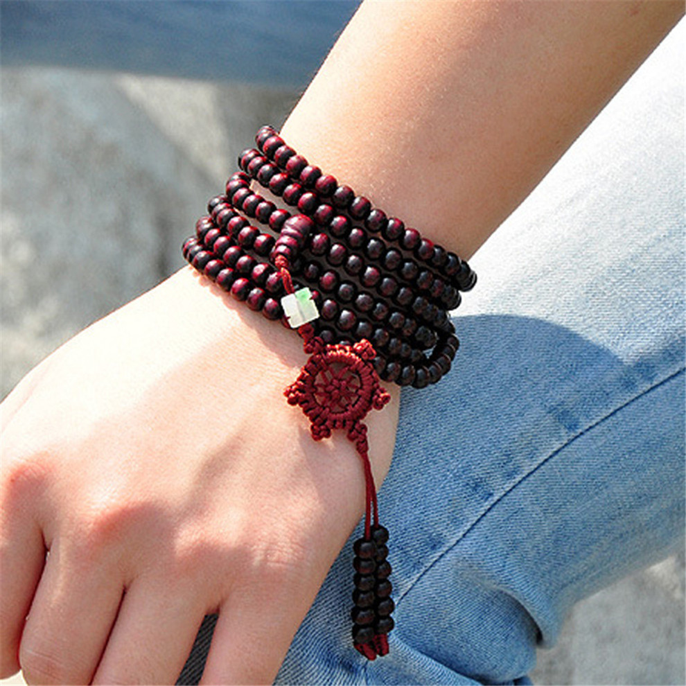 108颗仿小叶紫檀鸡翅木佛手珠手链手串送女朋友七夕情人节礼物