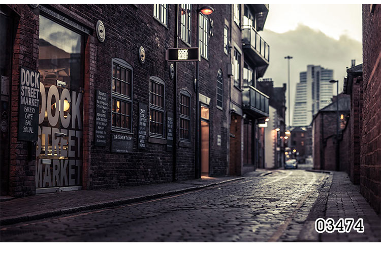 欧式建筑复古怀旧咖啡馆西餐厅奶茶店背景墙纸3d小镇街景壁纸壁画8d