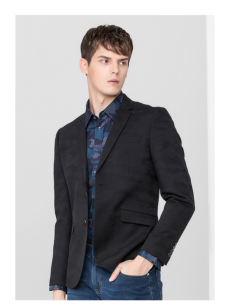 清仓特卖与狼共舞单西装男士单排扣商务休闲迷彩西服上衣外套z