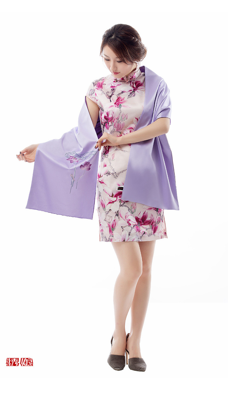 绣娘丝绸高档苏州丝绸刺绣围巾复古中式旗袍披肩双层苏绣丝巾