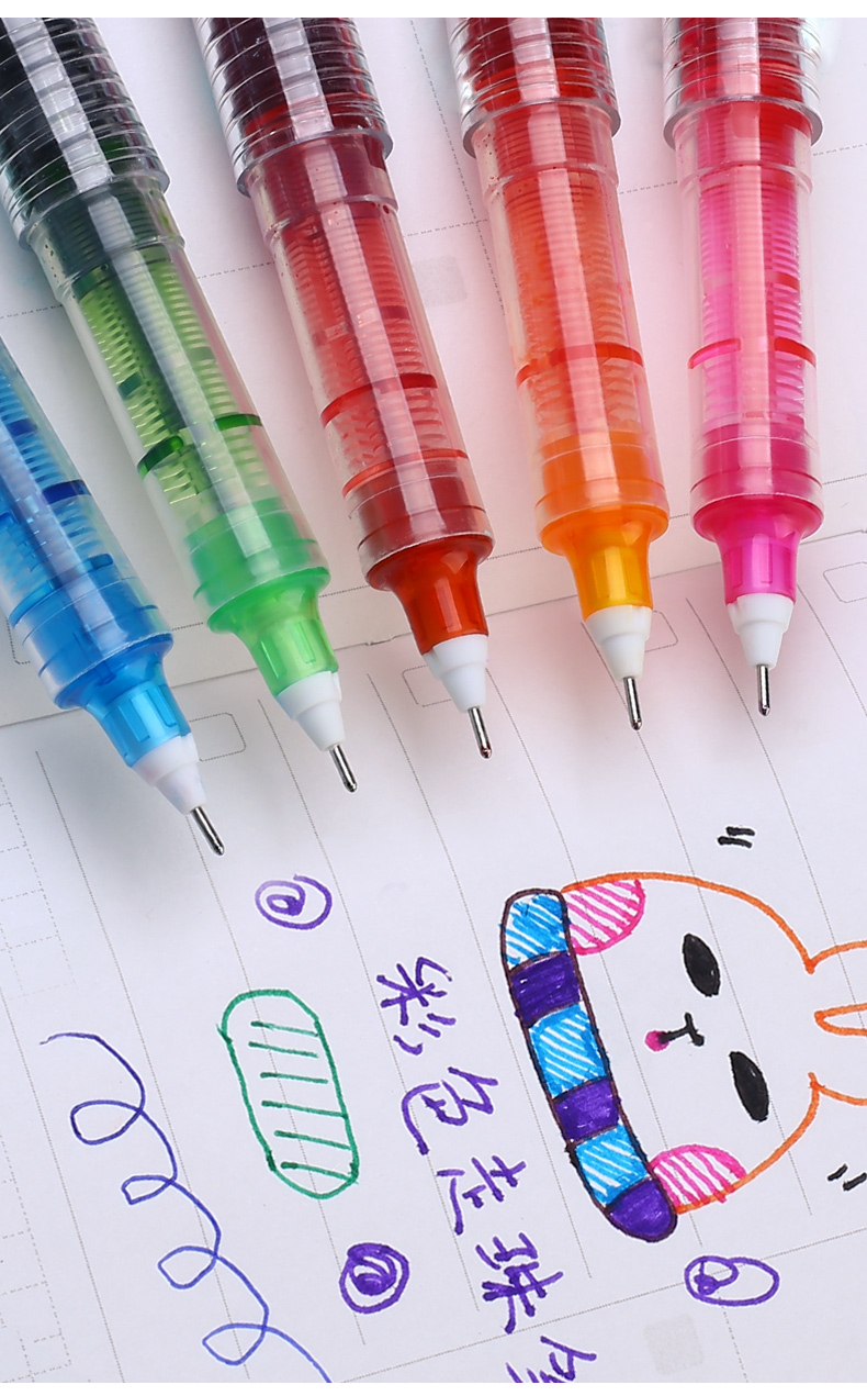 白雪彩色中性笔手帐直液式走珠笔糖果色小清新套装做笔记的学生用水性