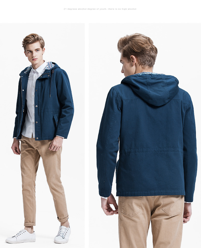 以纯线上品牌a212015秋季新品修身中长款风衣男装连帽纯色保暖外套