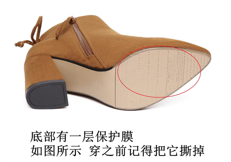 2017新款sw靴子尖头裸靴粗跟马丁靴高跟鞋秋冬单靴磨砂真皮短靴女