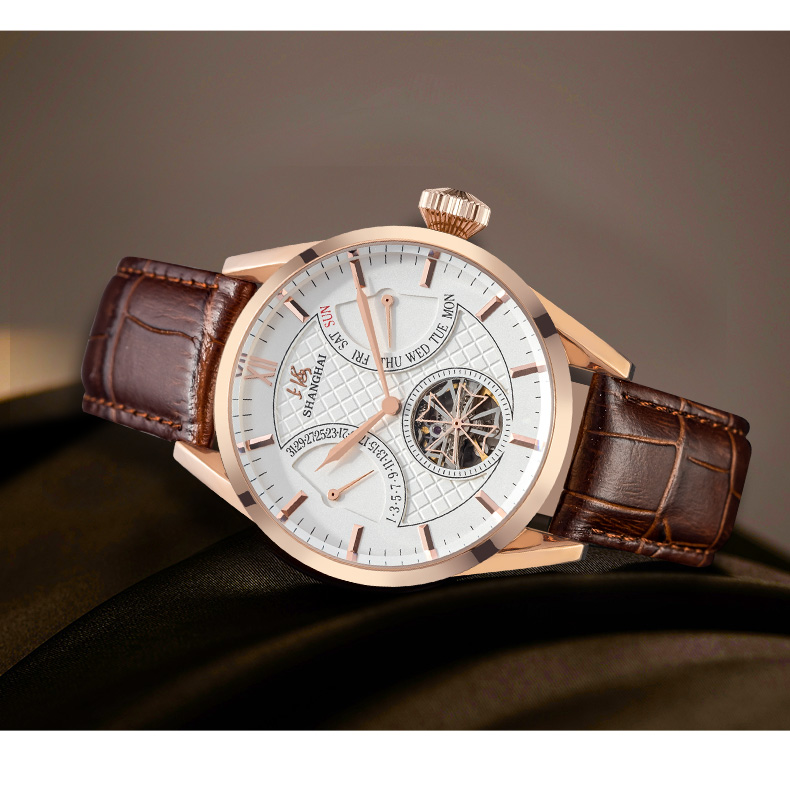 上海手表上海牌手表男士四叶草多功能系列全自动机械手表男士国民腕表