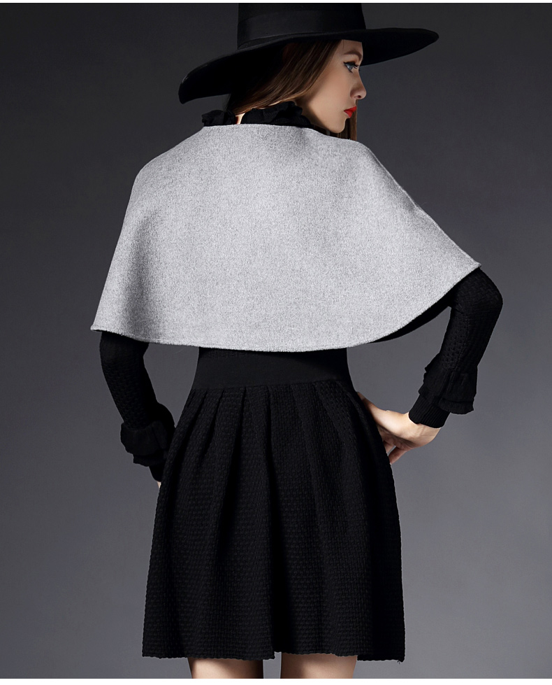 希娅(seeya)女士大衣 希娅小款斗篷披风坎肩两面穿短款小披肩毛呢外套