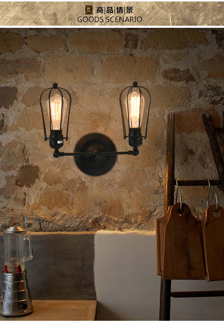 工业风复古壁灯创意北欧装饰美式楼梯酒吧led铁艺loft客厅墙灯