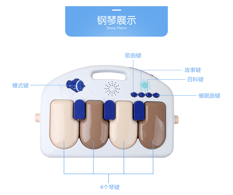 纽奇 婴幼儿早教益智玩具音乐爬行脚踏钢琴健身架大款 儿童带音乐健身架遥控健身架婴儿爬垫 粉桃红