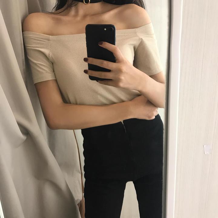 828新款复古韩国chic风芭蕾舞者大领口针织衫套头小心机露肩上衣t恤