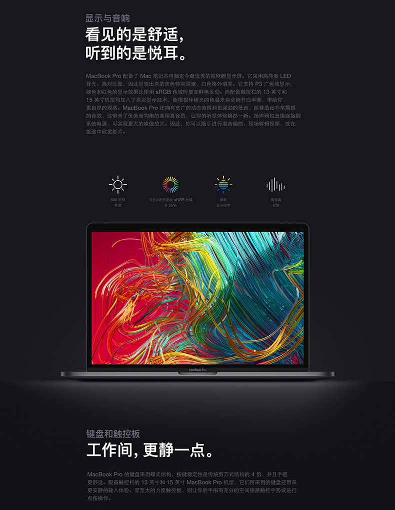MR932CH/A MacBookPro 15.4英寸/I7/2.2GHz/16G/256G/TouchBar/深空灰