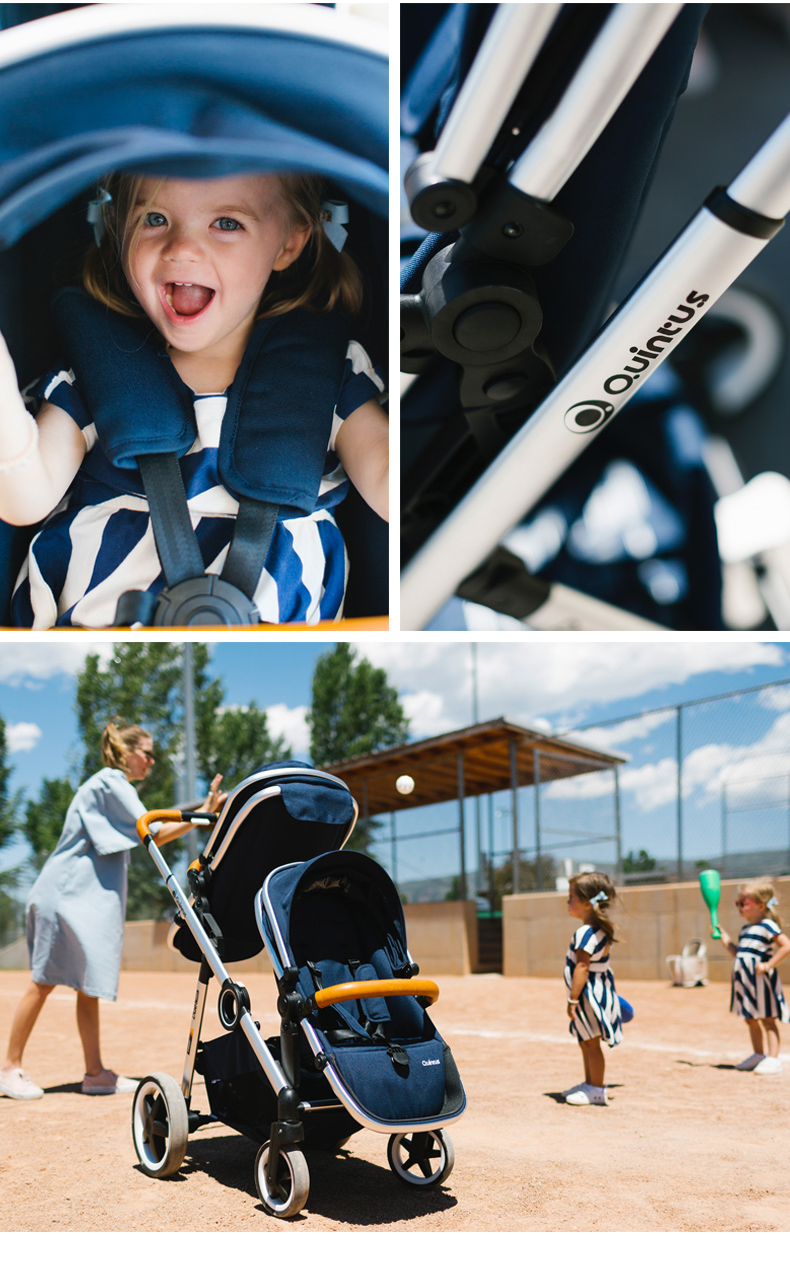 quintusqtus昆塔斯双胞胎二胎双人高景观婴儿车可坐可躺前后换向