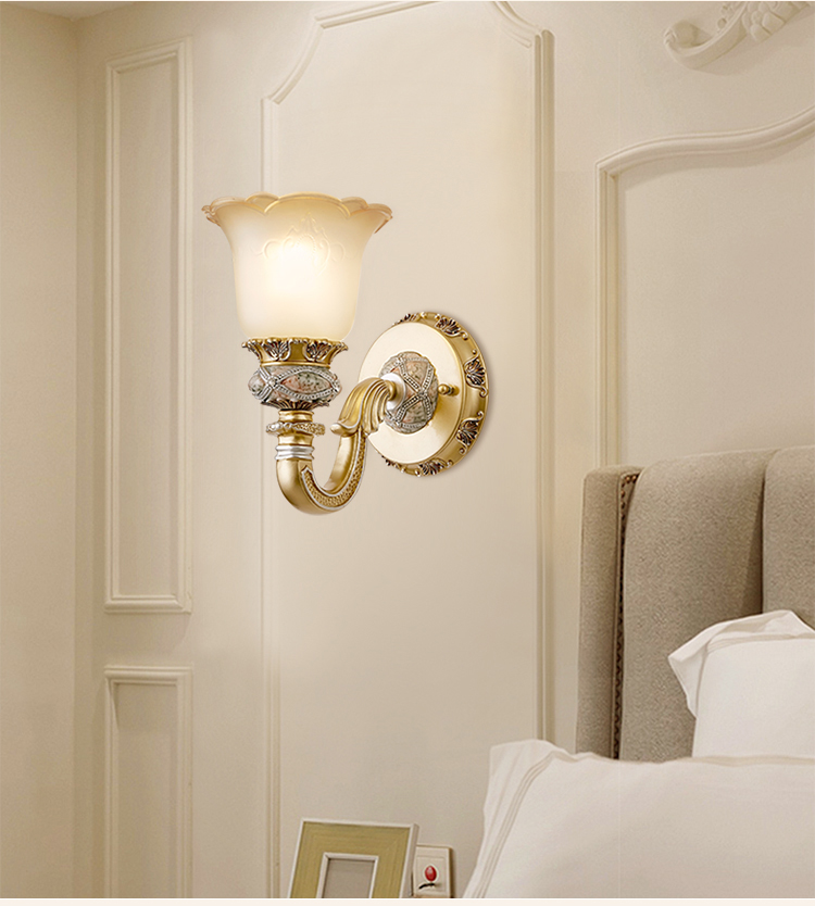 美式壁灯客厅背景墙欧式复古铁艺单头北欧楼梯过道简欧卧室床头灯