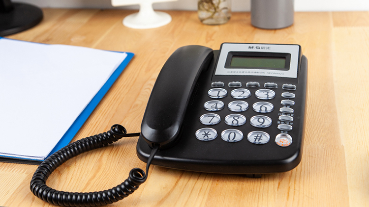 晨光mgaeqn8923水晶按键电话机黑色座机固话座式办公家用免电池商务