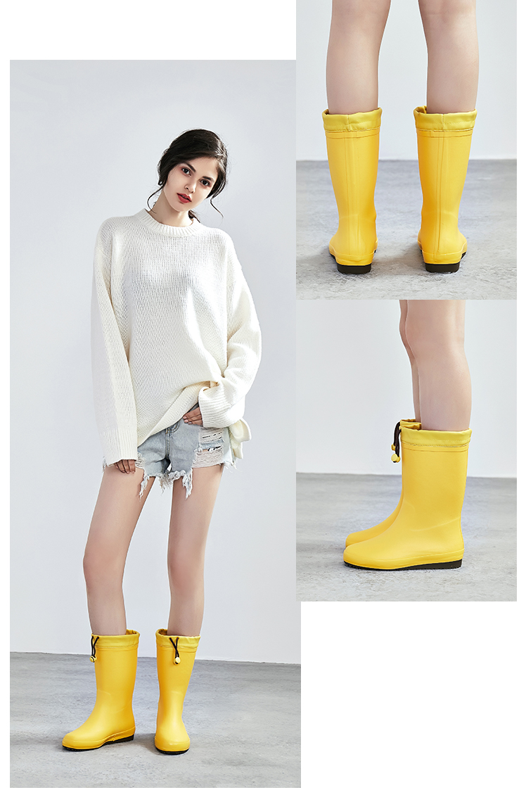 时尚款外穿女士雨鞋成人加绒雨靴防滑防胶鞋女式套鞋冬中筒鞋启如