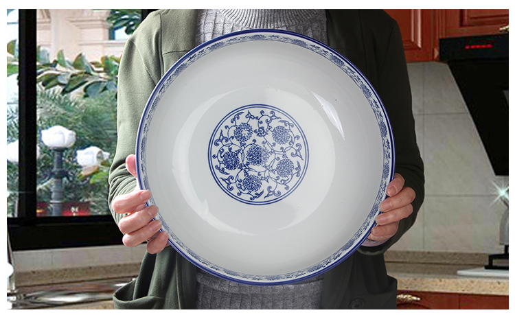 中式特大超大碗家用青花陶瓷大腕面碗汤碗12寸剁椒鱼头盘景德镇