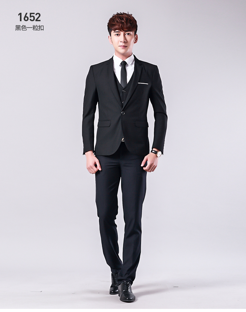 西服套装男士三件套商务正装职业西装修身伴郎新郎结婚礼服秋季【价格