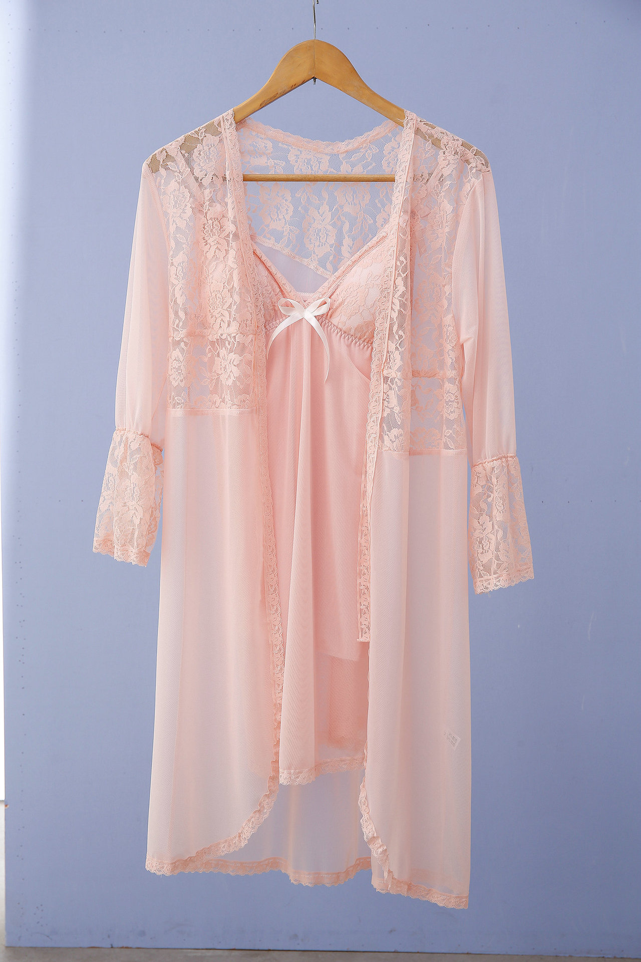 女神睡袍带胸垫睡裙女士夏秋性感公主宫廷网纱蕾丝睡衣家居服