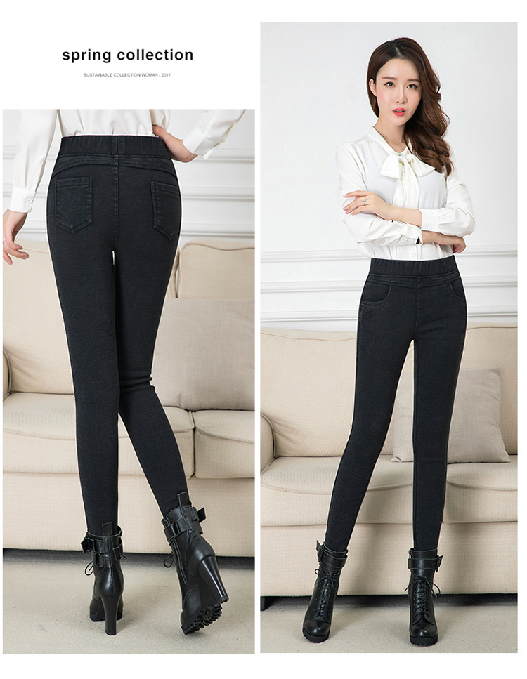 妈妈加绒裤子冬新款高腰格子加厚中老年外穿小脚女裤松紧腰打底裤