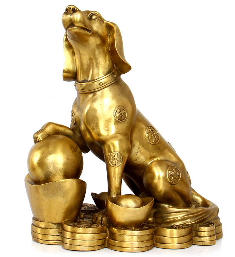 新款2018开光纯铜招财旺财生肖狗摆件金钱狗风水守财狗家居装饰工艺品