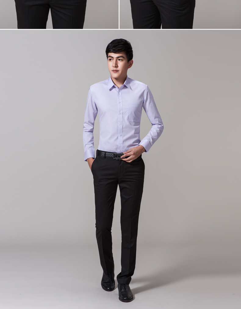 sexemara男士衬衫 bw9新款秋季白色男士长袖衬衫免烫纯色西装打底村衫