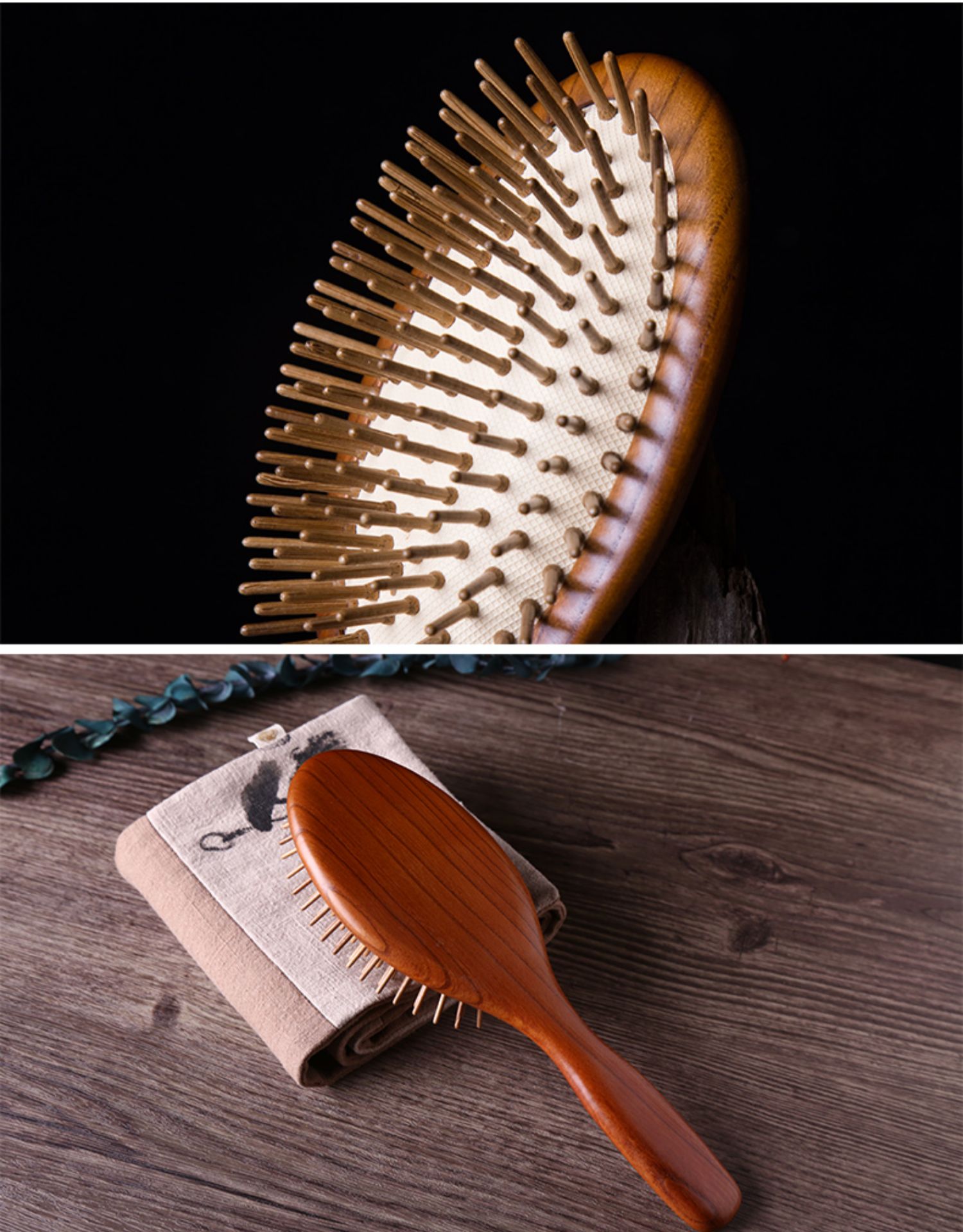 美发梳气垫梳圆头按摩头颈部防静电整木气囊梳子可爱女家用免费刻字