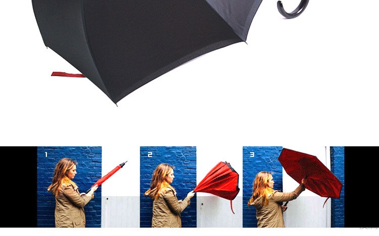 新款时尚外翻伞汽车创意双层反向伞外收直杆长柄倒收雨伞