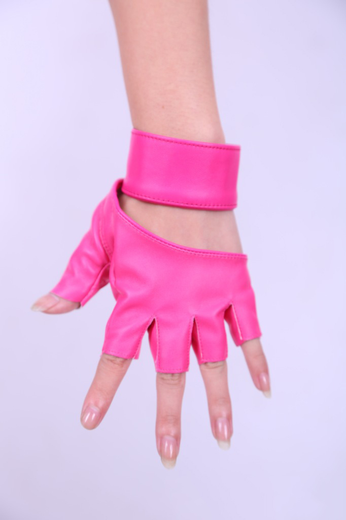 mtiny夜店ds个性演出pu皮霹雳手套性感钢管舞街舞表演半指手套女士薄