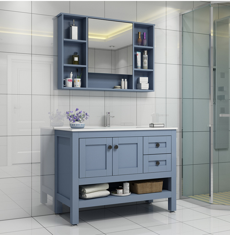 北欧浴室柜组合实木卫生间简约现代卫浴厕所洗漱台洗手洗脸盆镜柜06米