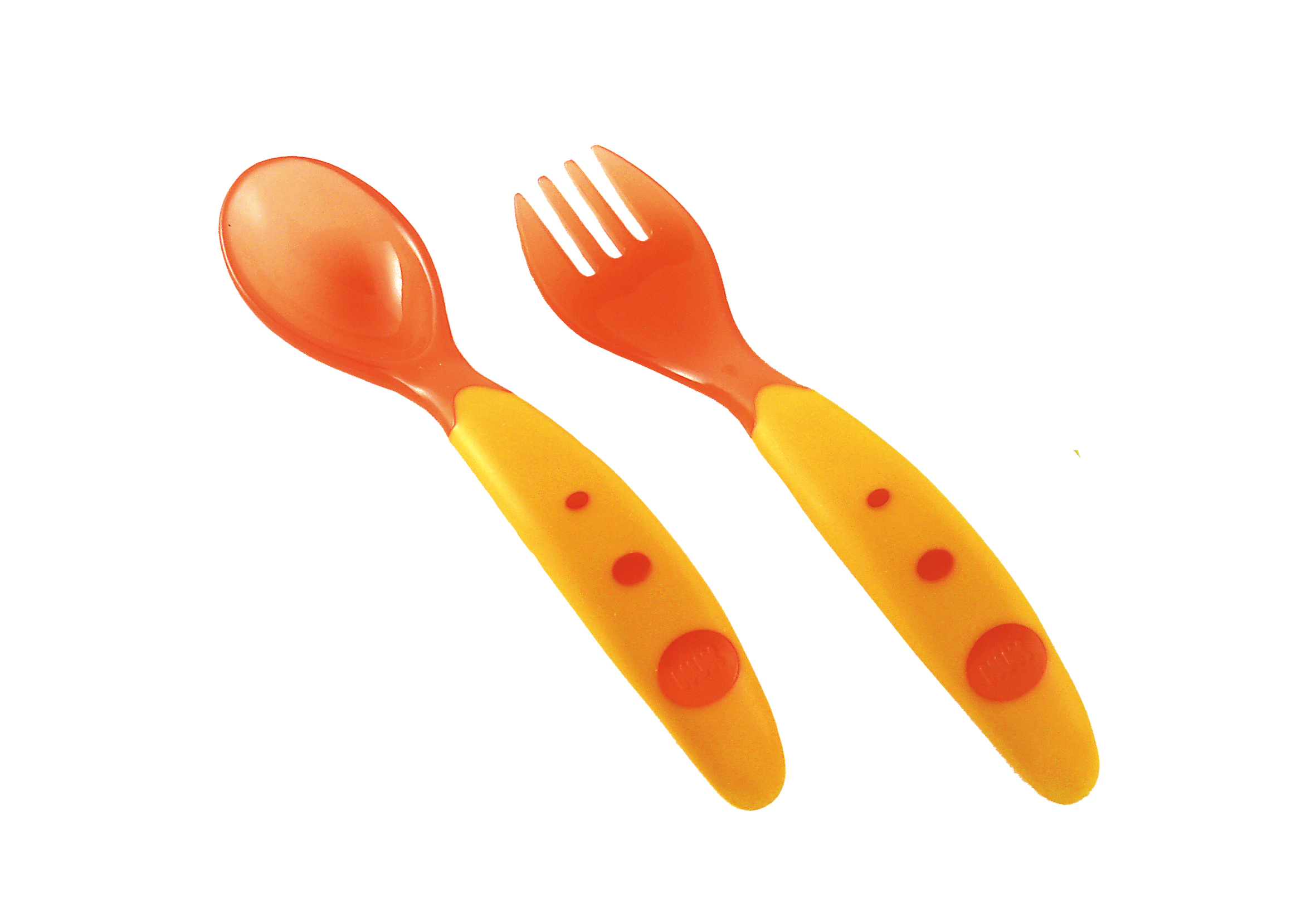 nuk彩色透明小调羹小叉子 (颜色随机发货)