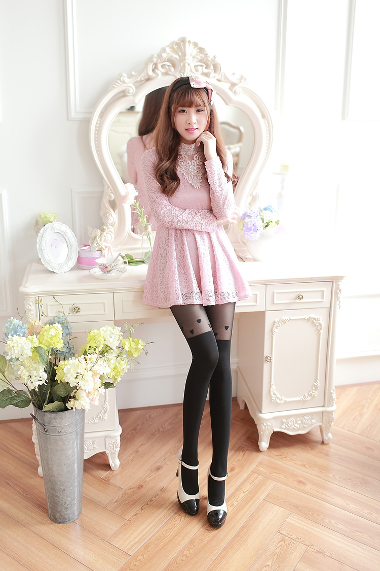 mtiny秋冬日系女学生假高筒拼接美腿连裤袜过膝长筒大腿性感打底丝袜