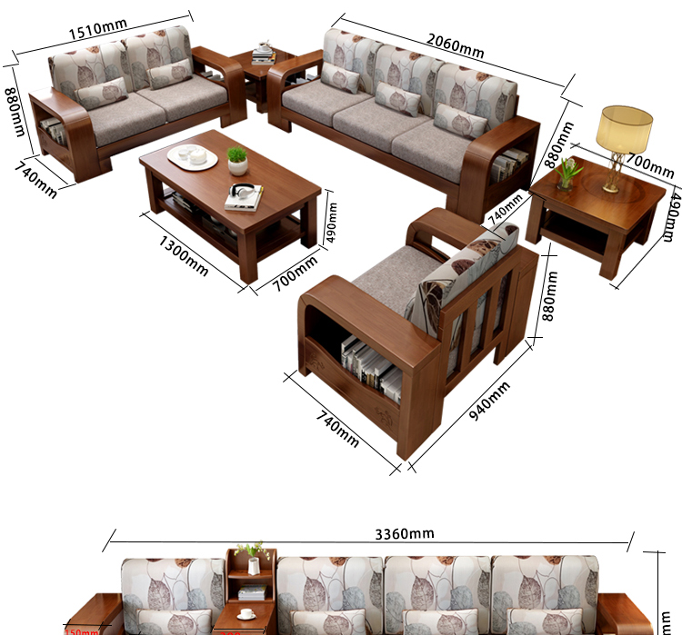 现代简约全实木沙发组合新中式客厅大小户型家具整装冬夏两用沙发