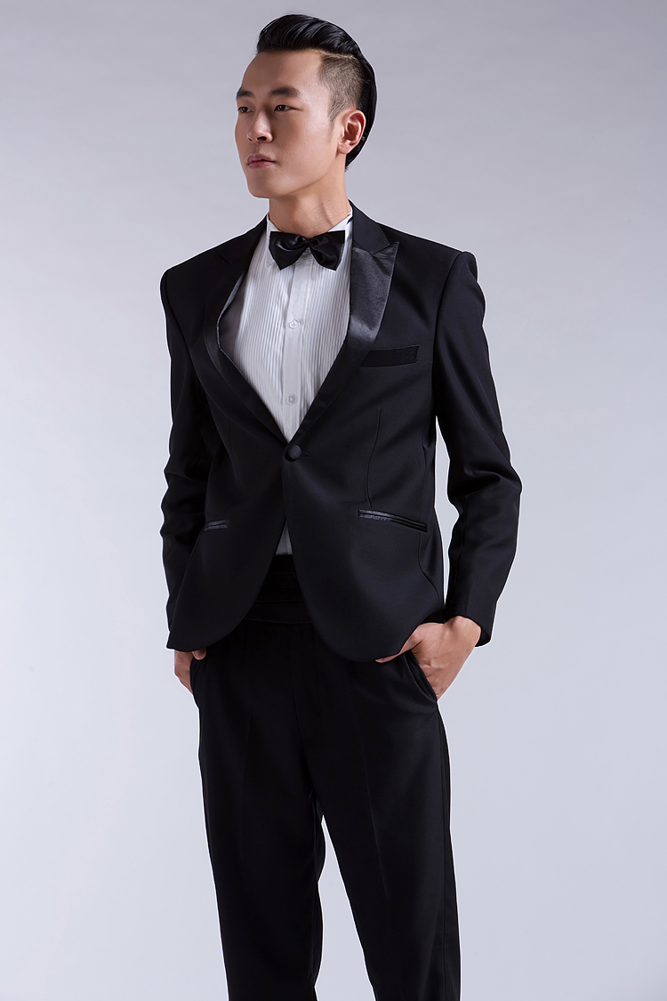 newlake男士黑色结婚新郎伴郎西服套装主持人舞台演出服影楼拍照西装