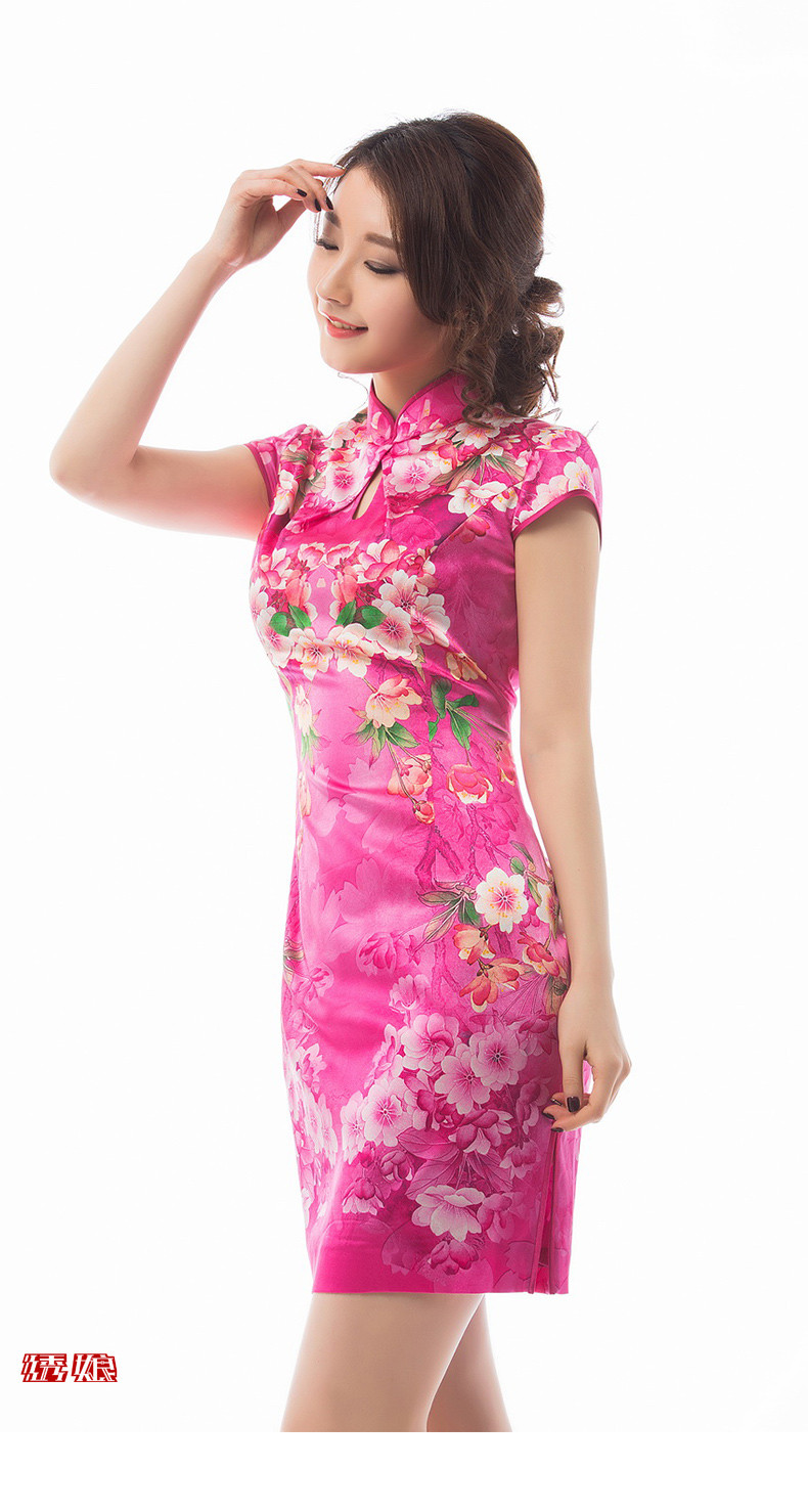 绣娘丝绸陌上槿旗袍短款桑蚕丝中式改良日常少女樱花浪漫小礼服
